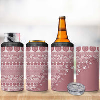 Fiji Marau na Kerisimasi 4 in 1 Can Cooler Tumbler Dusty Rose Tagimoucia Tapa Masi Tribal LT9 - Polynesian Pride