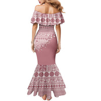 Fiji Marau na Kerisimasi Family Matching Mermaid Dress and Hawaiian Shirt Dusty Rose Tagimoucia Tapa Masi Tribal LT9 - Polynesian Pride