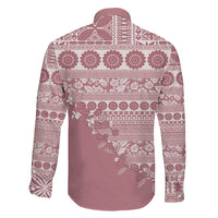 Fiji Marau na Kerisimasi Family Matching Off Shoulder Short Dress and Hawaiian Shirt Dusty Rose Tagimoucia Tapa Masi Tribal LT9 - Polynesian Pride