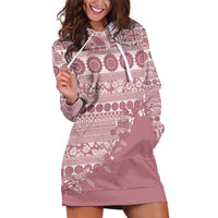 Fiji Marau na Kerisimasi Hoodie Dress Dusty Rose Tagimoucia Tapa Masi Tribal LT9 Pink - Polynesian Pride