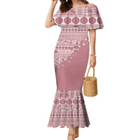 Fiji Marau na Kerisimasi Mermaid Dress Dusty Rose Tagimoucia Tapa Masi Tribal LT9 Women Pink - Polynesian Pride