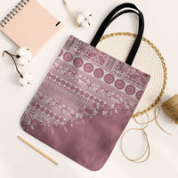 Fiji Marau na Kerisimasi Tote Bag Dusty Rose Tagimoucia Tapa Masi Tribal LT9 Black Strap One Size Pink - Polynesian Pride