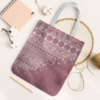 Fiji Marau na Kerisimasi Tote Bag Dusty Rose Tagimoucia Tapa Masi Tribal LT9 White Strap One Size Pink - Polynesian Pride