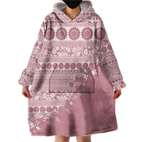 Fiji Marau na Kerisimasi Wearable Blanket Hoodie Dusty Rose Tagimoucia Tapa Masi Tribal LT9 - Polynesian Pride