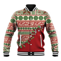 Fiji Marau na Kerisimasi Baseball Jacket Red Tagimoucia Tapa Masi Tribal - Polynesian Pride