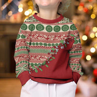 Fiji Marau na Kerisimasi Kid Ugly Christmas Sweater Red Tagimoucia Tapa Masi Tribal - Polynesian Pride