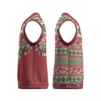 Fiji Marau na Kerisimasi Christmas Knitted V-Neck Vest Red Tagimoucia Tapa Masi Tribal LT9 - Polynesian Pride