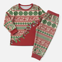 Fiji Marau na Kerisimasi Christmas Pajama Set Red Tagimoucia Tapa Masi Tribal - Polynesian Pride