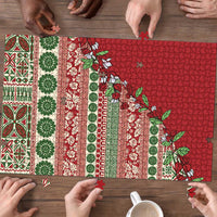 Fiji Marau na Kerisimasi Puzzle Red Tagimoucia Tapa Masi Tribal LT9 - Polynesian Pride