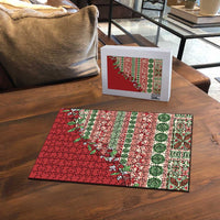 Fiji Marau na Kerisimasi Puzzle Red Tagimoucia Tapa Masi Tribal LT9 - Polynesian Pride