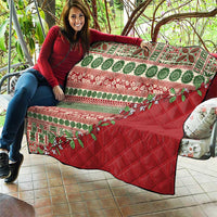 Fiji Marau na Kerisimasi Quilt Red Tagimoucia Tapa Masi Tribal - Polynesian Pride