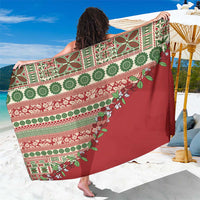 Fiji Marau na Kerisimasi Sarong Red Tagimoucia Tapa Masi Tribal - Polynesian Pride
