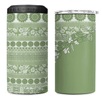 Fiji Marau na Kerisimasi 4 in 1 Can Cooler Tumbler Sage Green Tagimoucia Tapa Masi Tribal LT9 One Size: 16 oz Green - Polynesian Pride
