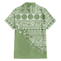 Fiji Marau na Kerisimasi Family Matching Summer Maxi Dress and Hawaiian Shirt Sage Green Tagimoucia Tapa Masi Tribal LT9 - Polynesian Pride