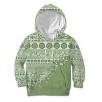 Fiji Marau na Kerisimasi Kid Hoodie Sage Green Tagimoucia Tapa Masi Tribal LT9 Hoodie Green - Polynesian Pride