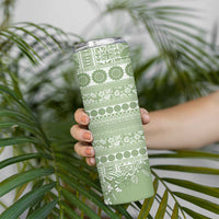 Fiji Marau na Kerisimasi Skinny Tumbler Sage Green Tagimoucia Tapa Masi Tribal LT9 - Polynesian Pride