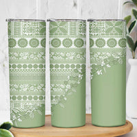 Fiji Marau na Kerisimasi Skinny Tumbler Sage Green Tagimoucia Tapa Masi Tribal LT9 - Polynesian Pride