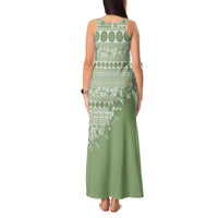 Fiji Marau na Kerisimasi Tank Maxi Dress Sage Green Tagimoucia Tapa Masi Tribal LT9 - Polynesian Pride