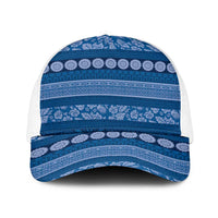 Fiji Marau na Kerisimasi Baseball Net Cap Blue Tapa Masi Inspired Christmas - Polynesian Pride