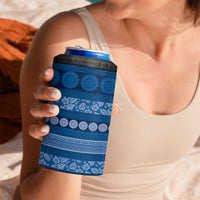 Fiji Marau na Kerisimasi 4 in 1 Can Cooler Tumbler Blue Tapa Masi Inspired Christmas - Polynesian Pride
