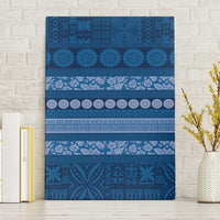 Fiji Marau na Kerisimasi Canvas Wall Art Blue Tapa Masi Inspired Christmas LT9 Without Frame Blue - Polynesian Pride