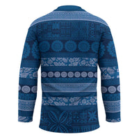 Fiji Marau na Kerisimasi Hockey Jersey Blue Tapa Masi Inspired Christmas - Polynesian Pride