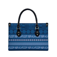 Fiji Marau na Kerisimasi Leather Bag Blue Tapa Masi Inspired Christmas LT9 - Polynesian Pride
