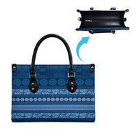 Fiji Marau na Kerisimasi Leather Bag Blue Tapa Masi Inspired Christmas LT9 - Polynesian Pride