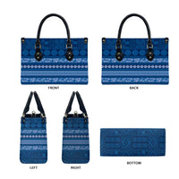 Fiji Marau na Kerisimasi Leather Bag Blue Tapa Masi Inspired Christmas LT9 - Polynesian Pride