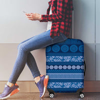 Fiji Marau na Kerisimasi Luggage Cover Blue Tapa Masi Inspired Christmas - Polynesian Pride