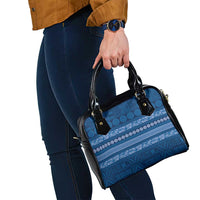 Fiji Marau na Kerisimasi Shoulder Handbag Blue Tapa Masi Inspired Christmas - Polynesian Pride