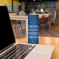 Fiji Marau na Kerisimasi Skinny Tumbler Blue Tapa Masi Inspired Christmas - Polynesian Pride