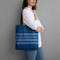 Fiji Marau na Kerisimasi Tote Bag Blue Tapa Masi Inspired Christmas - Polynesian Pride