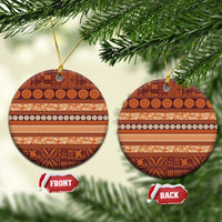 Fiji Marau na Kerisimasi Ceramic Ornament Gold Tapa Masi Inspired Christmas LT9 Circle Gold - Polynesian Pride