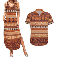 Fiji Marau na Kerisimasi Couples Matching Summer Maxi Dress and Hawaiian Shirt Gold Tapa Masi Inspired Christmas LT9 Gold - Polynesian Pride