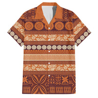 Fiji Marau na Kerisimasi Family Matching Off Shoulder Short Dress and Hawaiian Shirt Gold Tapa Masi Inspired Christmas LT9 Dad's Shirt - Short Sleeve Gold - Polynesian Pride
