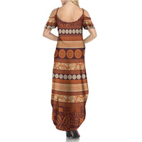 Fiji Marau na Kerisimasi Family Matching Summer Maxi Dress and Hawaiian Shirt Gold Tapa Masi Inspired Christmas LT9 - Polynesian Pride
