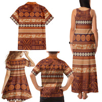 Fiji Marau na Kerisimasi Family Matching Tank Maxi Dress and Hawaiian Shirt Gold Tapa Masi Inspired Christmas LT9 - Polynesian Pride