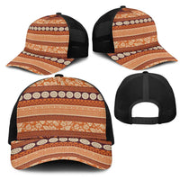 Fiji Marau na Kerisimasi Mesh Trucker Cap Gold Tapa Masi Inspired Christmas - Polynesian Pride