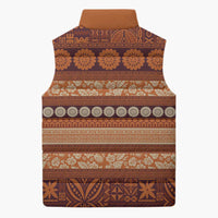 Fiji Marau na Kerisimasi Sleeveless Puffer Jacket Gold Tapa Masi Inspired Christmas - Polynesian Pride