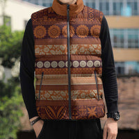 Fiji Marau na Kerisimasi Sleeveless Puffer Jacket Gold Tapa Masi Inspired Christmas - Polynesian Pride