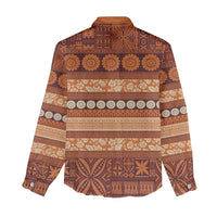 Fiji Marau na Kerisimasi Women Casual Shirt Gold Tapa Masi Inspired Christmas LT9 - Polynesian Pride