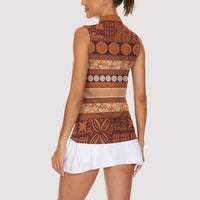 Fiji Marau na Kerisimasi Women Sleeveless Polo Shirt Gold Tapa Masi Inspired Christmas LT9 - Polynesian Pride