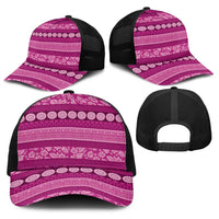 Fiji Marau na Kerisimasi Baseball Net Cap Pink Tapa Masi Inspired Christmas LT9 - Polynesian Pride