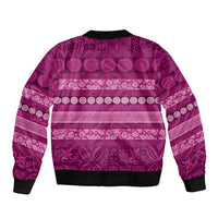 Fiji Marau na Kerisimasi Bomber Jacket Pink Tapa Masi Inspired Christmas LT9 - Polynesian Pride