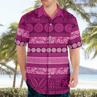 Fiji Marau na Kerisimasi Hawaiian Shirt Pink Tapa Masi Inspired Christmas - Polynesian Pride