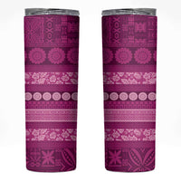 Fiji Marau na Kerisimasi Skinny Tumbler Pink Tapa Masi Inspired Christmas LT9 Pink - Polynesian Pride