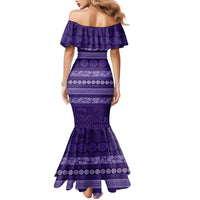 Fiji Marau na Kerisimasi Family Matching Mermaid Dress and Hawaiian Shirt Purple Tapa Masi Inspired Christmas LT9 - Polynesian Pride