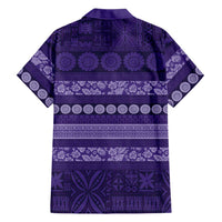 Fiji Marau na Kerisimasi Family Matching Off The Shoulder Long Sleeve Dress and Hawaiian Shirt Purple Tapa Masi Inspired Christmas LT9 - Polynesian Pride