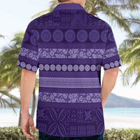 Fiji Marau na Kerisimasi Hawaiian Shirt Purple Tapa Masi Inspired Christmas - Polynesian Pride